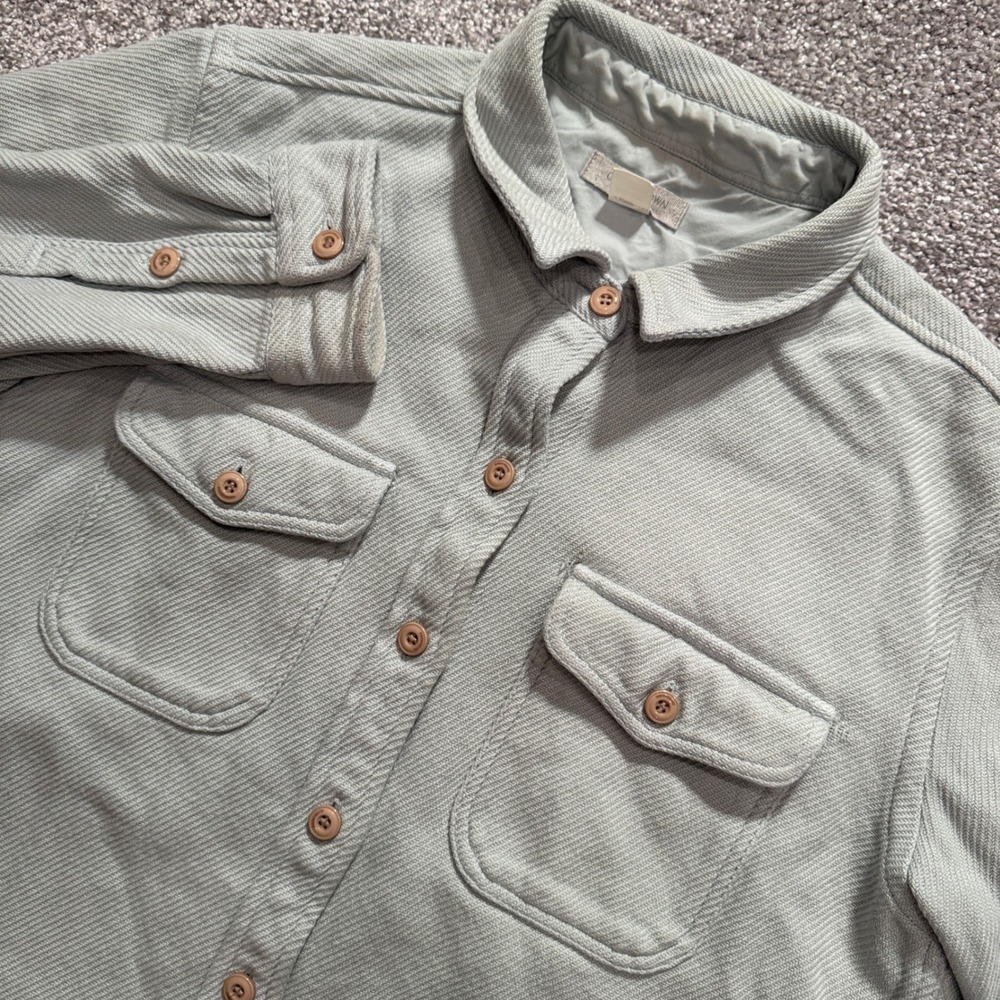 Outerknown Blanket Shirt Mens XS Sage Green Organic Cotton Heavyweight Flannel